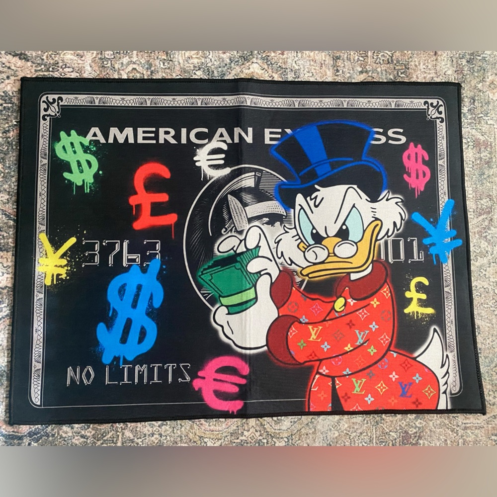 Scrooge McDuck Black American Express No Limit Custom Shaped Money Rug